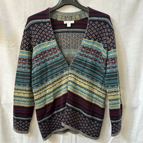 Coldwater Creek Sweaters - Coldwater Creek Blue and Brown Cardigan Sweater